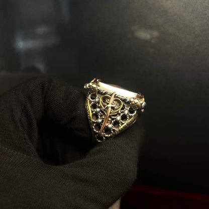 Lily Sword Ring 925 Silver Red Zircon Adjustable Handmade Men