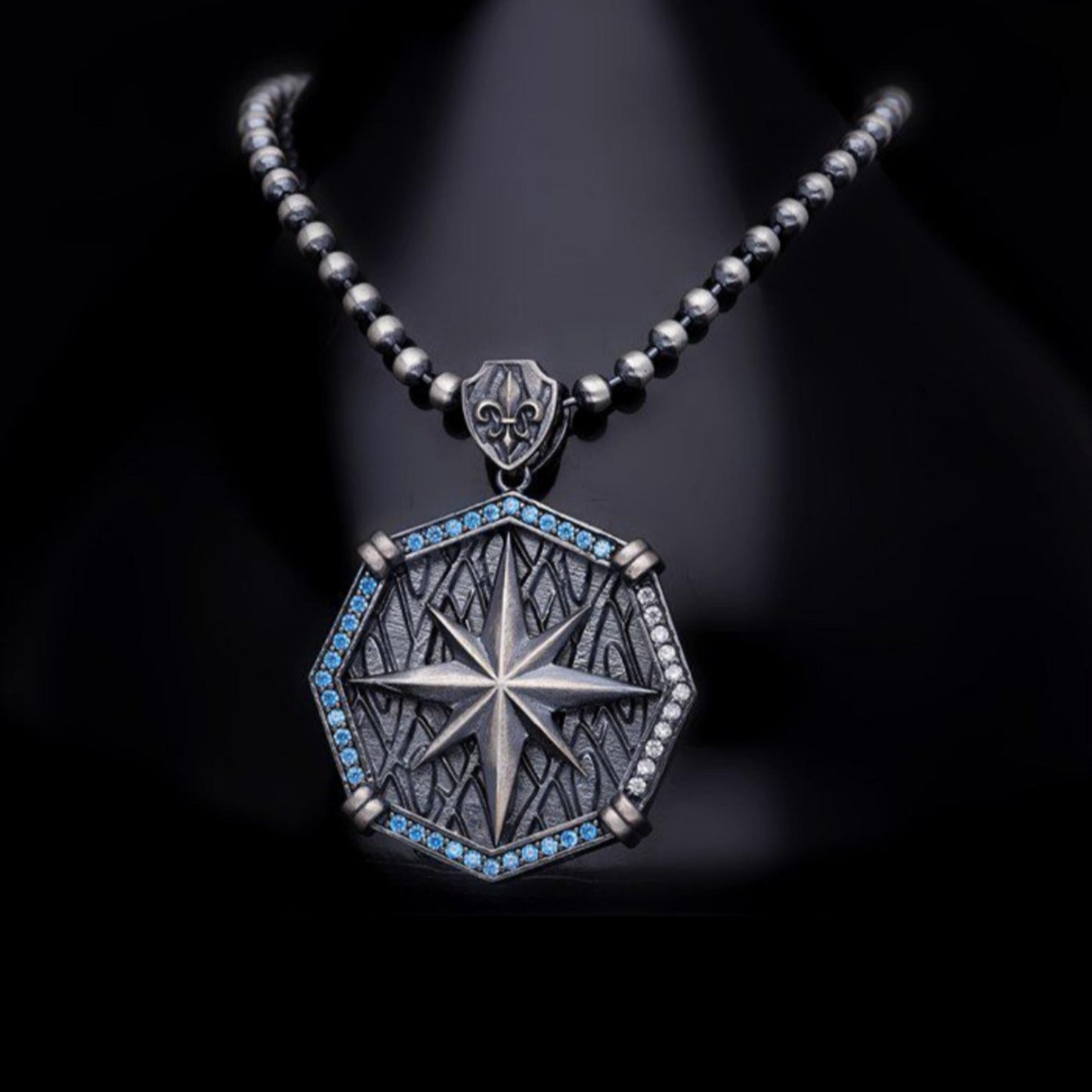Compass Necklace 925 Sterling Silver Nautical OttomanHandmade Men