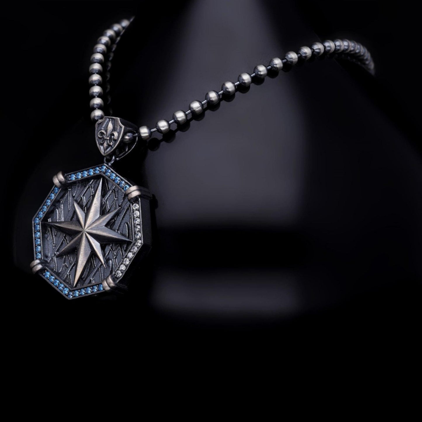 Compass Necklace 925 Sterling Silver Nautical OttomanHandmade Men