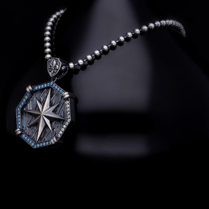 Compass Necklace 925 Sterling Silver Nautical OttomanHandmade Men