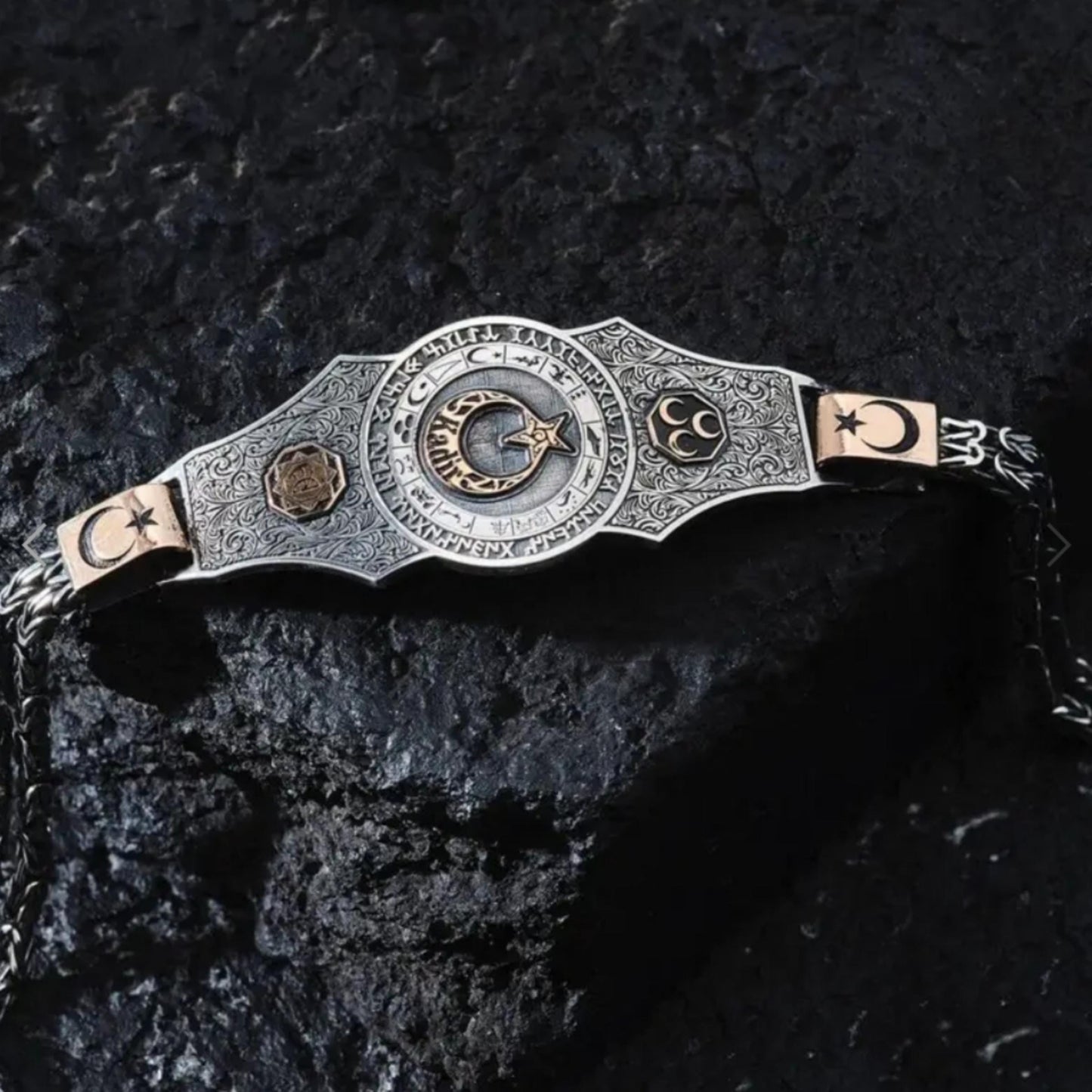 16 Turkish States Bracelet – Göktürk Script 925 Silver | Personalized