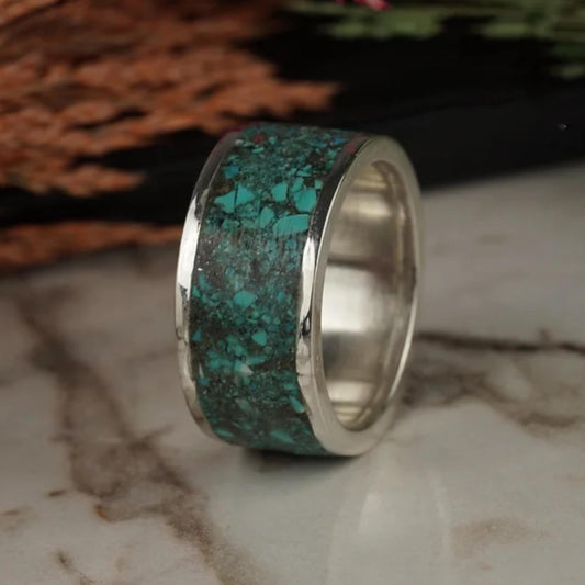 Natural Turquoise Ring – 925 Sterling Silver | Handmade Wedding Band