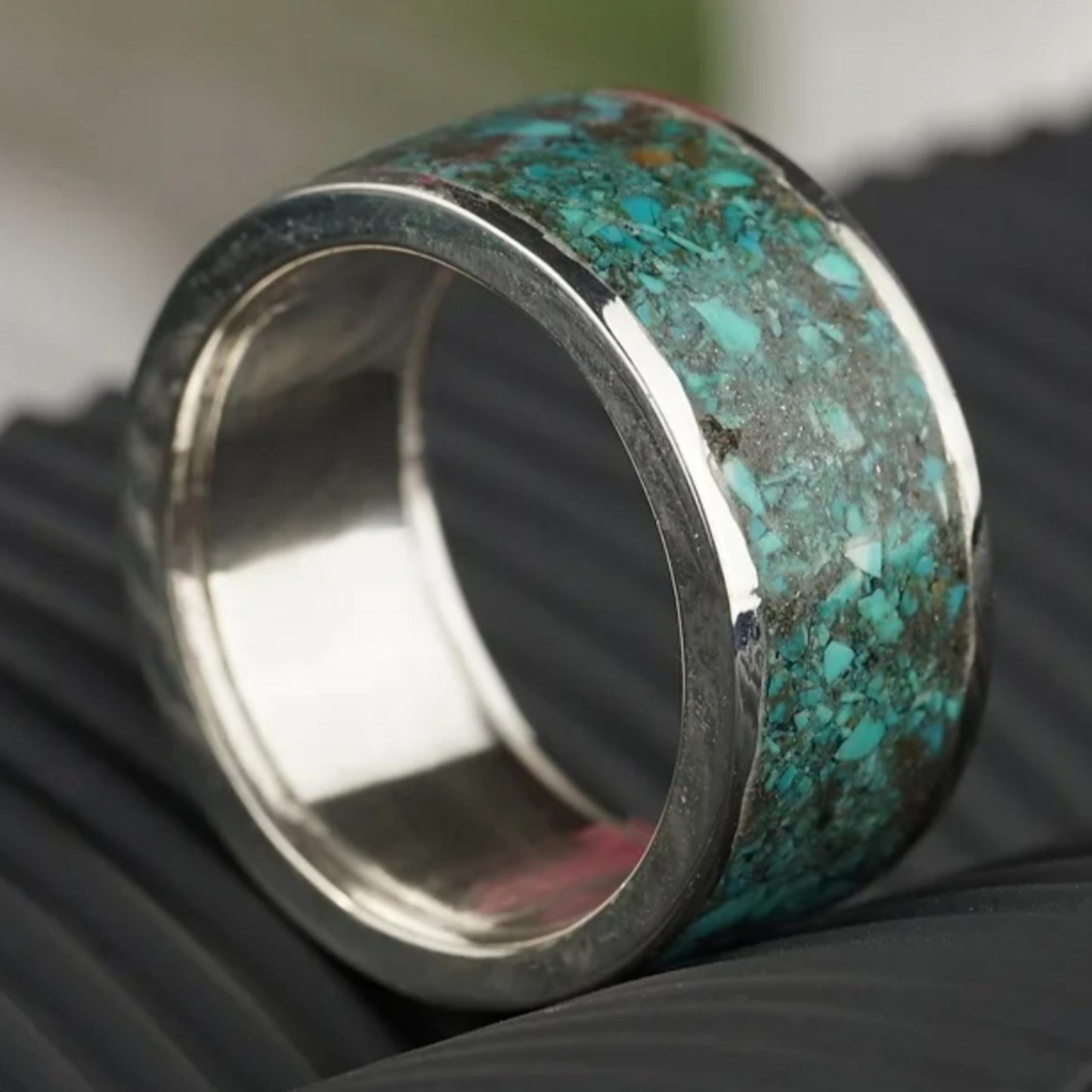 Natural Turquoise Ring – 925 Sterling Silver | Handmade Wedding Band