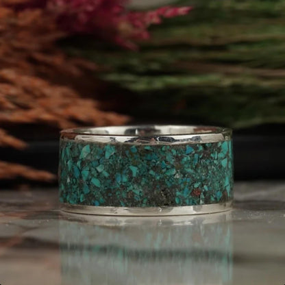 Natural Turquoise Ring – 925 Sterling Silver | Handmade Wedding Band