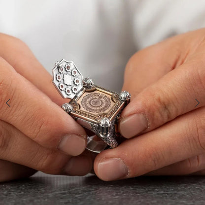 Sultan Stone Ring 925 Sterling Silver Mosque Tulip Seljuk Star Surah Talaq OttomanHandmade Men