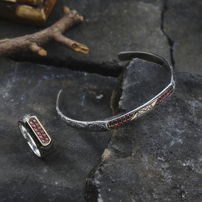 Personalized Silver Bracelet & Ring Set 925 Sterling Silver