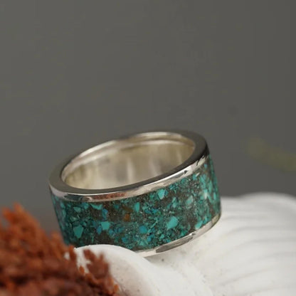 Natural Turquoise Ring – 925 Sterling Silver | Handmade Wedding Band