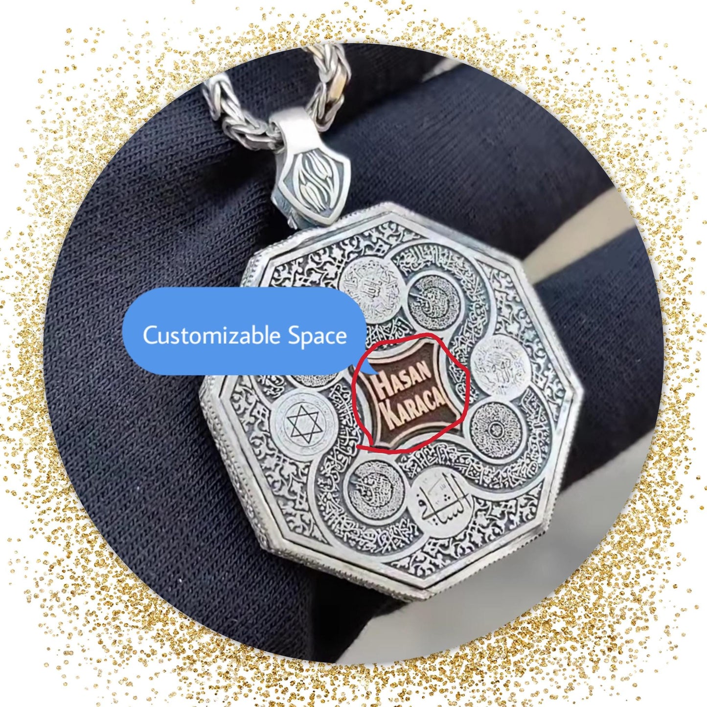 Islamic Protection Medallion Necklace – 925 Silver | Personalized