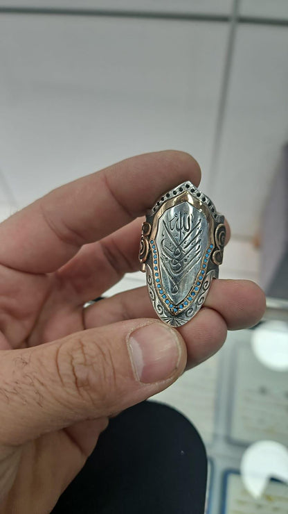 Ottoman Style Silver Thumb Ring, Artisan Archer Jewelry - Personalized Mens Dirilis