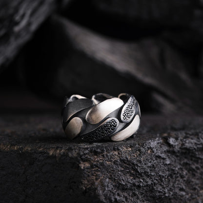 Black zircon patterned wedding band – view 3