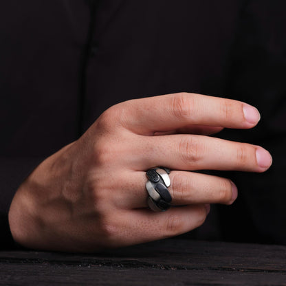 Black zircon patterned wedding band – view 2