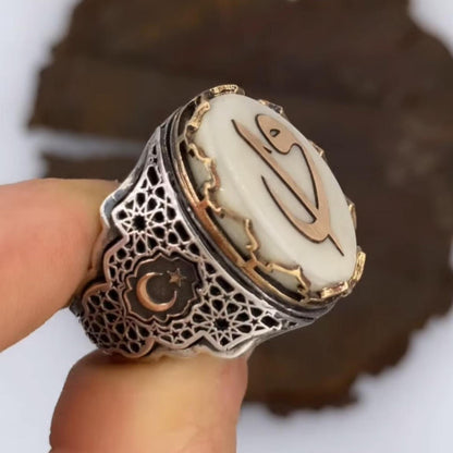 Vav Elif Ring 925 Silver Mother of Pearl Handmade Unisex
