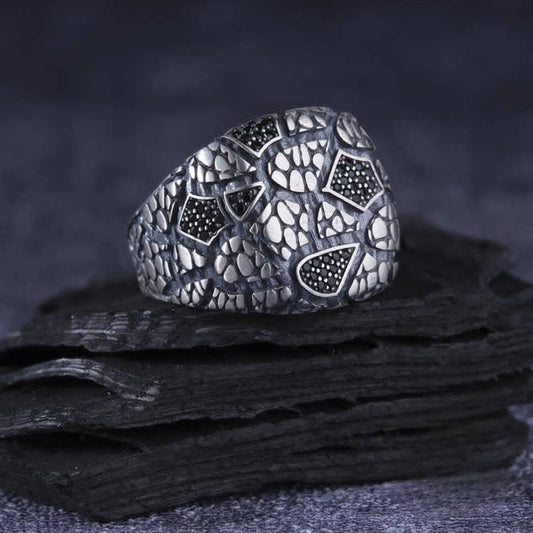Micro Zircon Ring 925 Silver Adjustable Handmade Men
