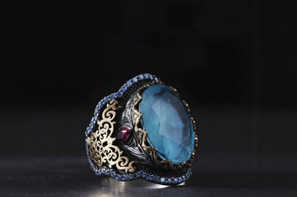 Ring aus Sterlingsilber mit blauem Paraiba-Turmalin: Handgefertigter Edelsteinschmuck