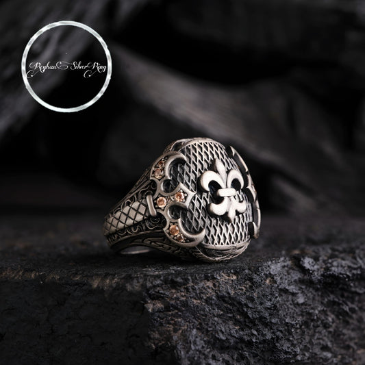 Kabza Ring 925 Silver Yellow Topaz Ottoman Handmade Men
