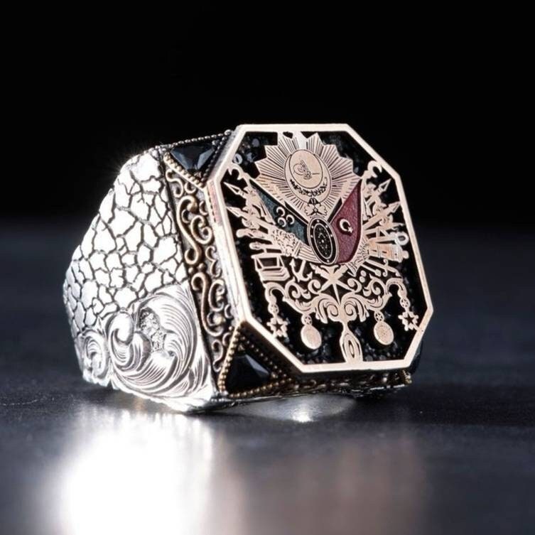 OttomanSanjak Ring – Black Zircon | 925 Silver
