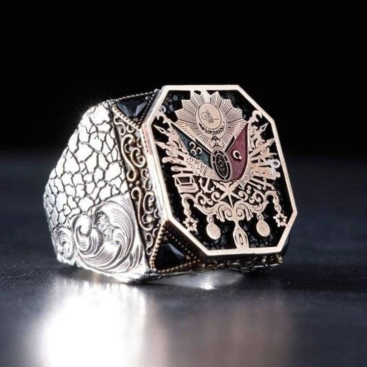 OttomanSanjak Ring – Black Zircon | 925 Silver