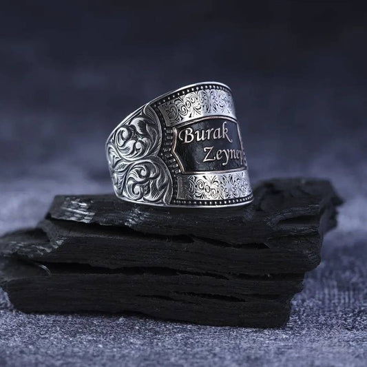 Personalized Name Ring 925 Silver Custom Engraved Handmade