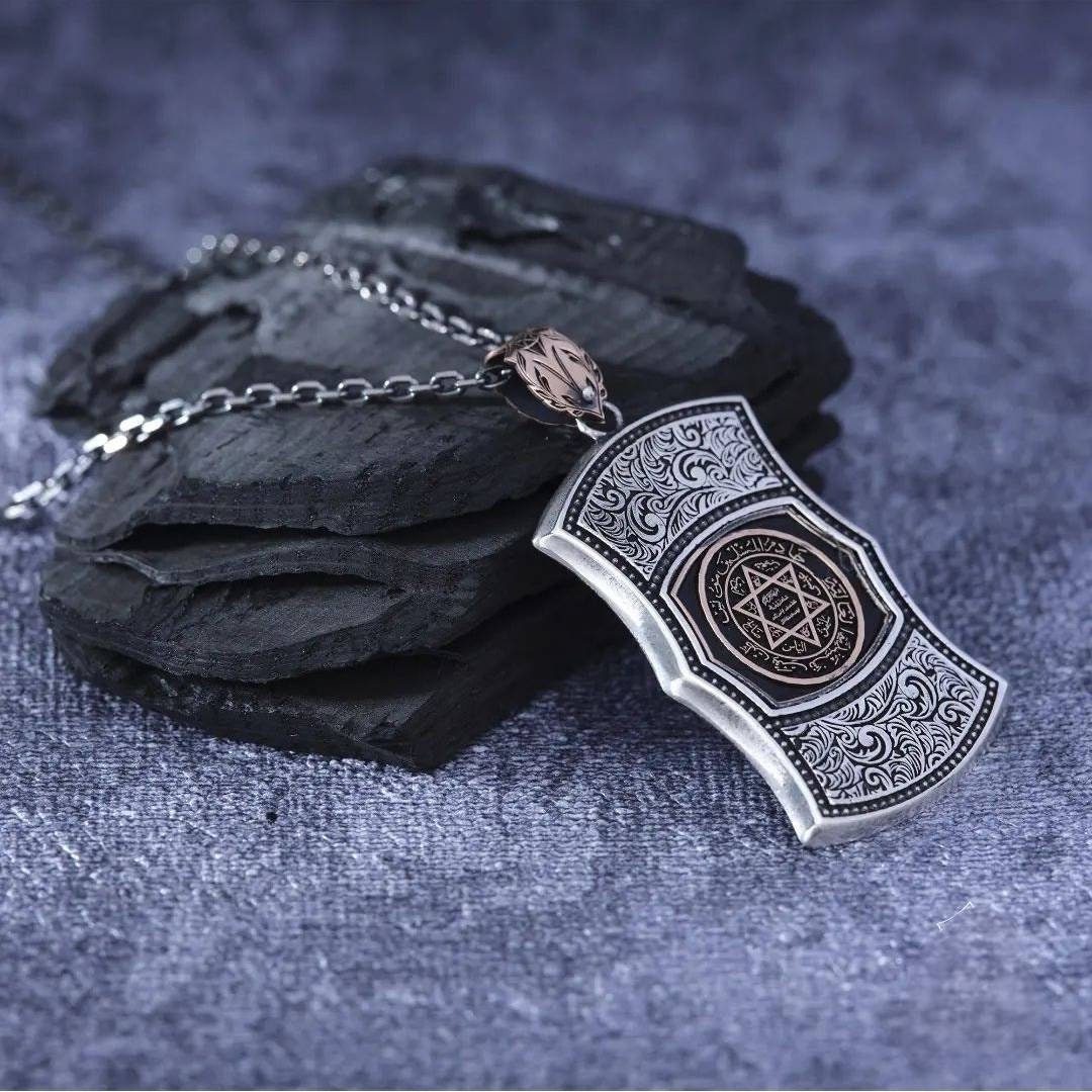 Seal of Solomon Necklace 925 Sterling Silver Double-Sided Locket OttomanHandmade Personalized