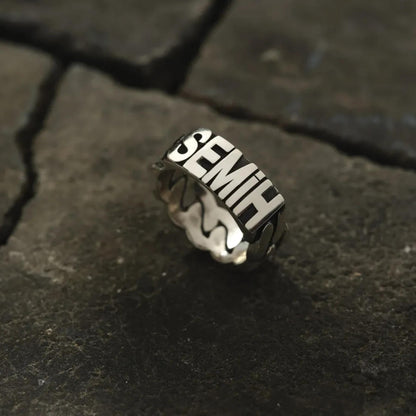 Personalisierter Namensring aus Sterlingsilber für Herren: Kettendesign