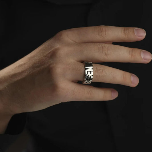 Chain Style Ring 925 Silver Custom Name Handmade Men