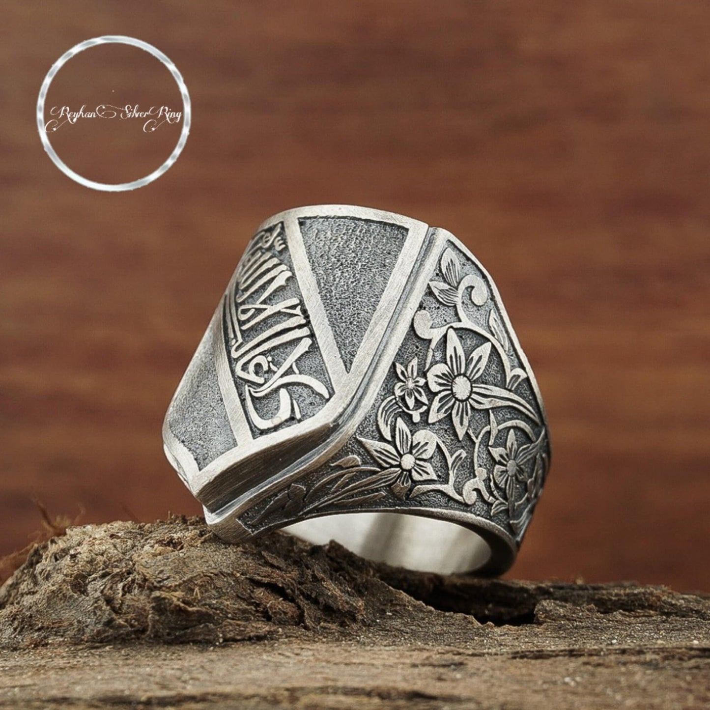 Alhambra Palace Ring – 925 Sterling Silver | Arabic Calligraphy Men's Ring