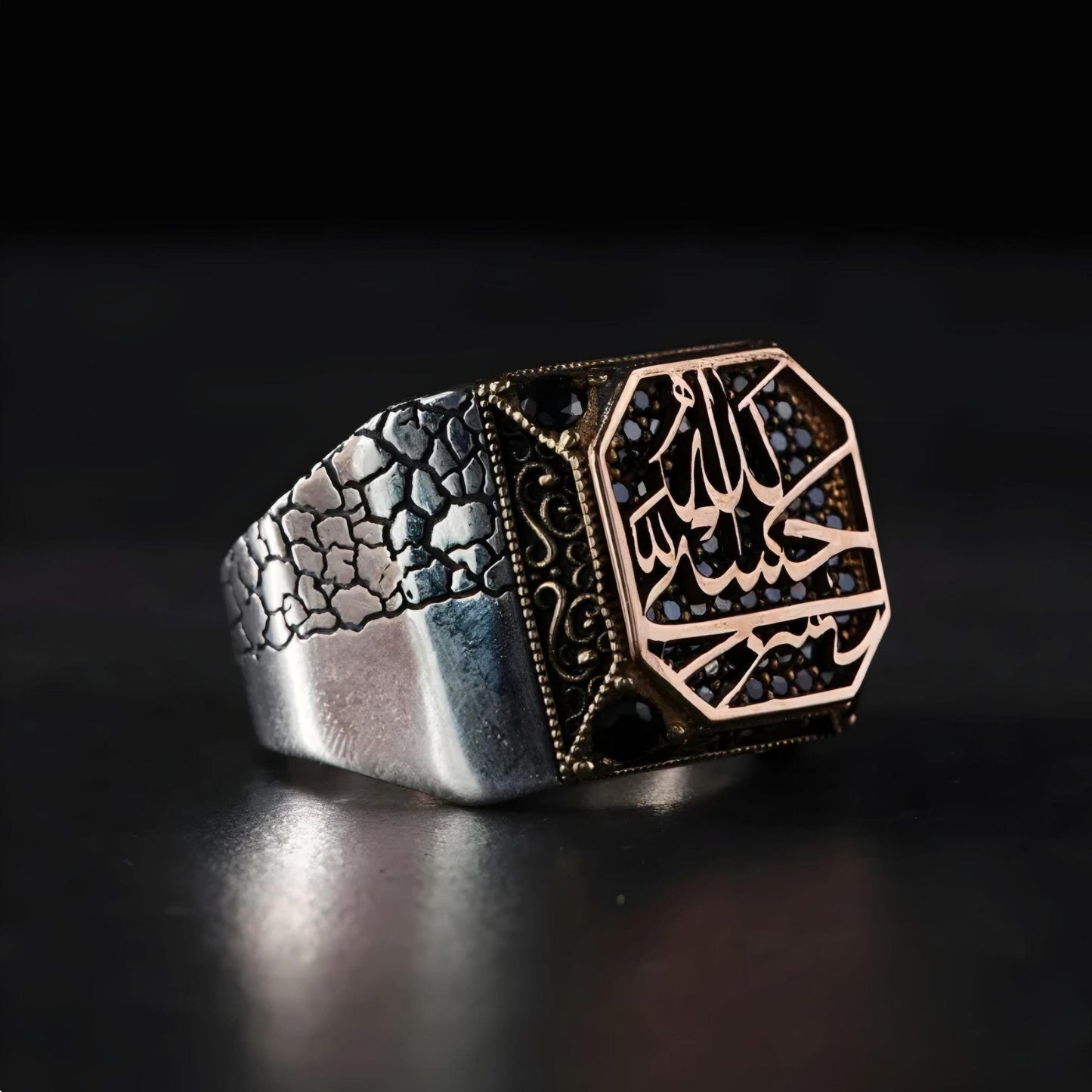 Hasbiyallah Ring – Black Topaz | Personalized | 925 Silver