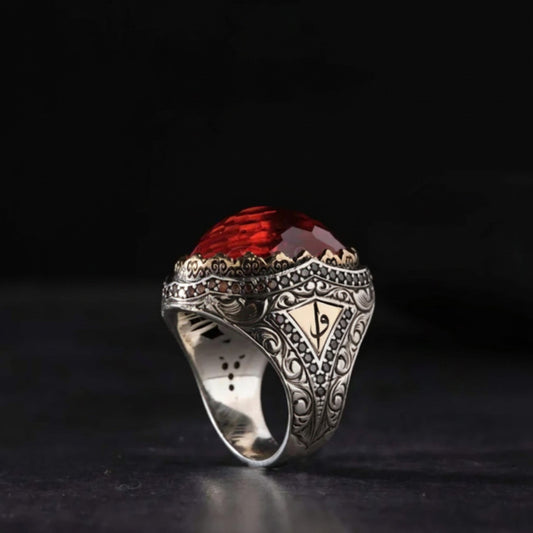Silberring mit rotem Sultanit – Unisex-Geschenk aus Sterlingsilber – Handgefertigter Schmuck