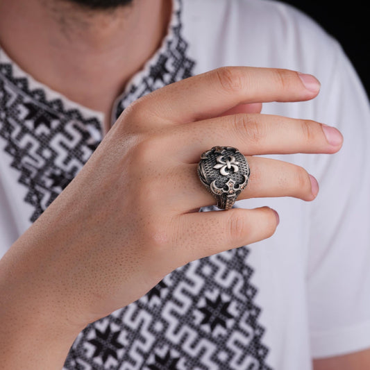 Kabza Ring 925 Silver Yellow Topaz Ottoman Handmade Men