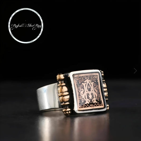 Custom Letter 925 Sterling Silver Men's Ring Personalized Up to Two Initials