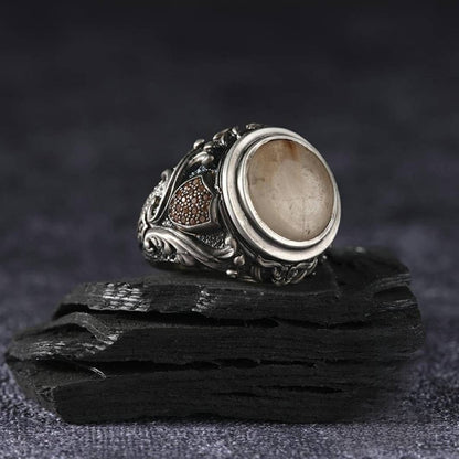 Oval Rutile Quartz Ring 925 Sterling Silver Unisex Handcrafted