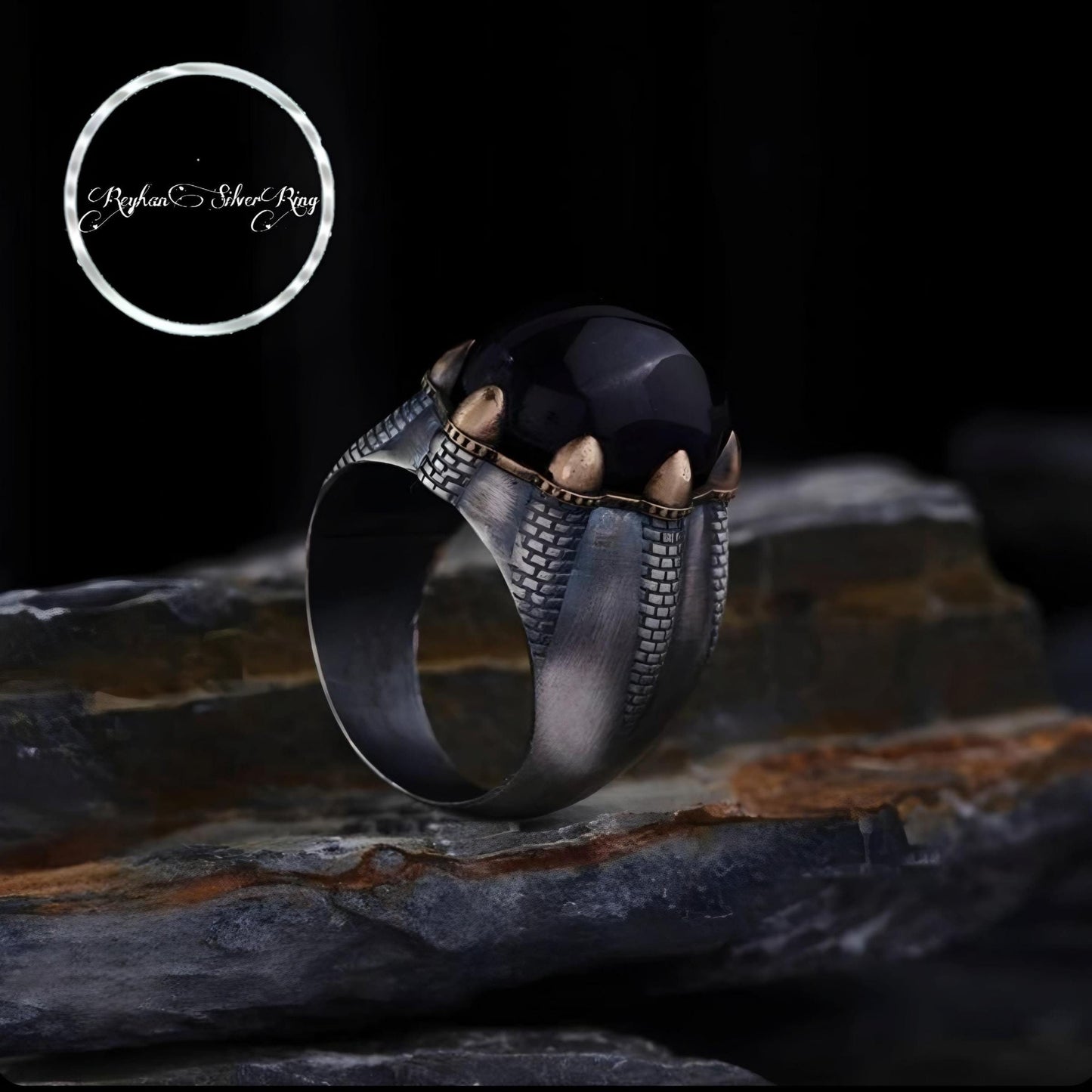 Amethyst Silver Ring – Tumbled Finish & Claw Wall Motif | 925 Unisex