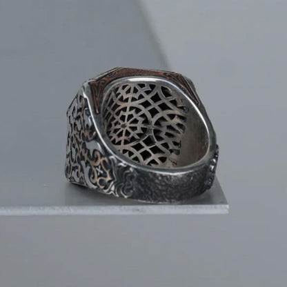 Monogram Octagon Ring – Custom Initial Engraving 925 Sterling Silver