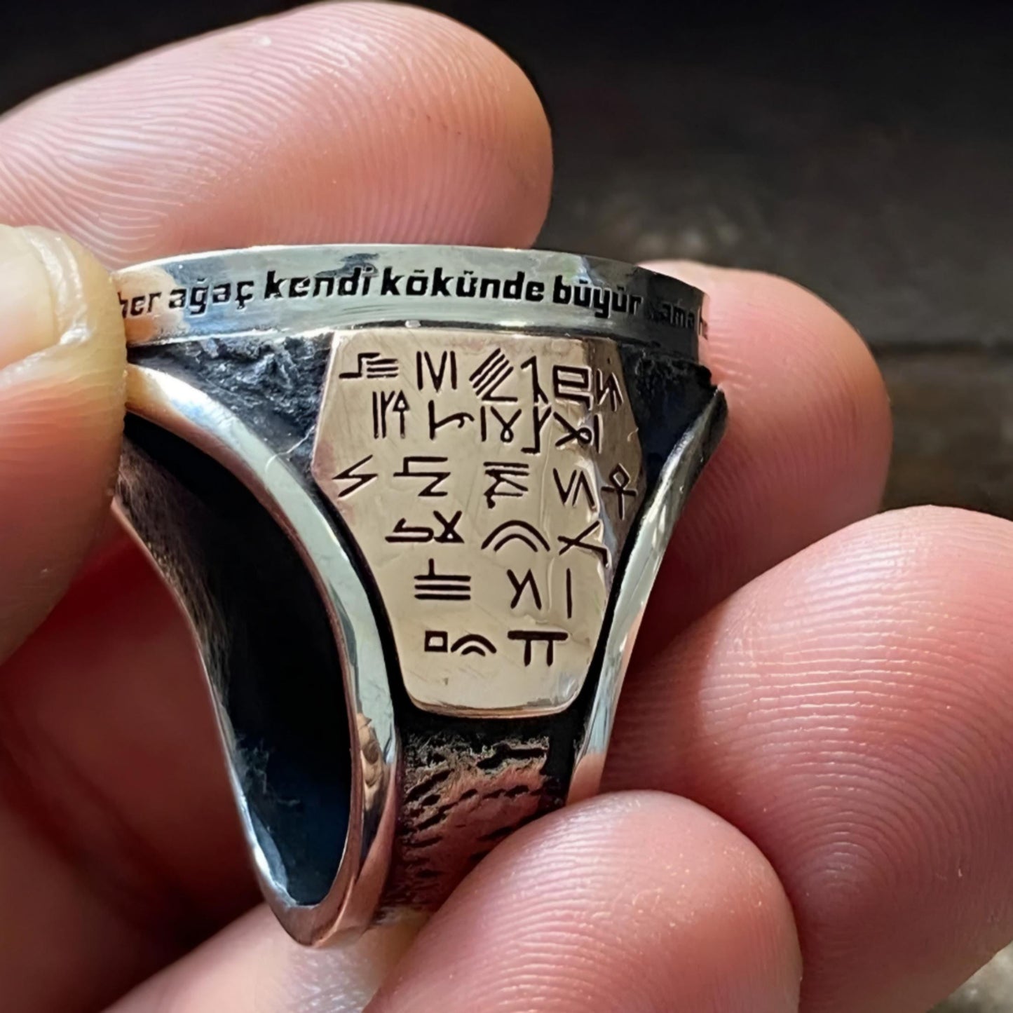 Oghuz Khan Seal Ring – 925 Sterling Silver Turkic Tamga