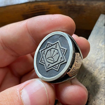 Oghuz Khan Seal Ring – 925 Sterling Silver Turkic Tamga