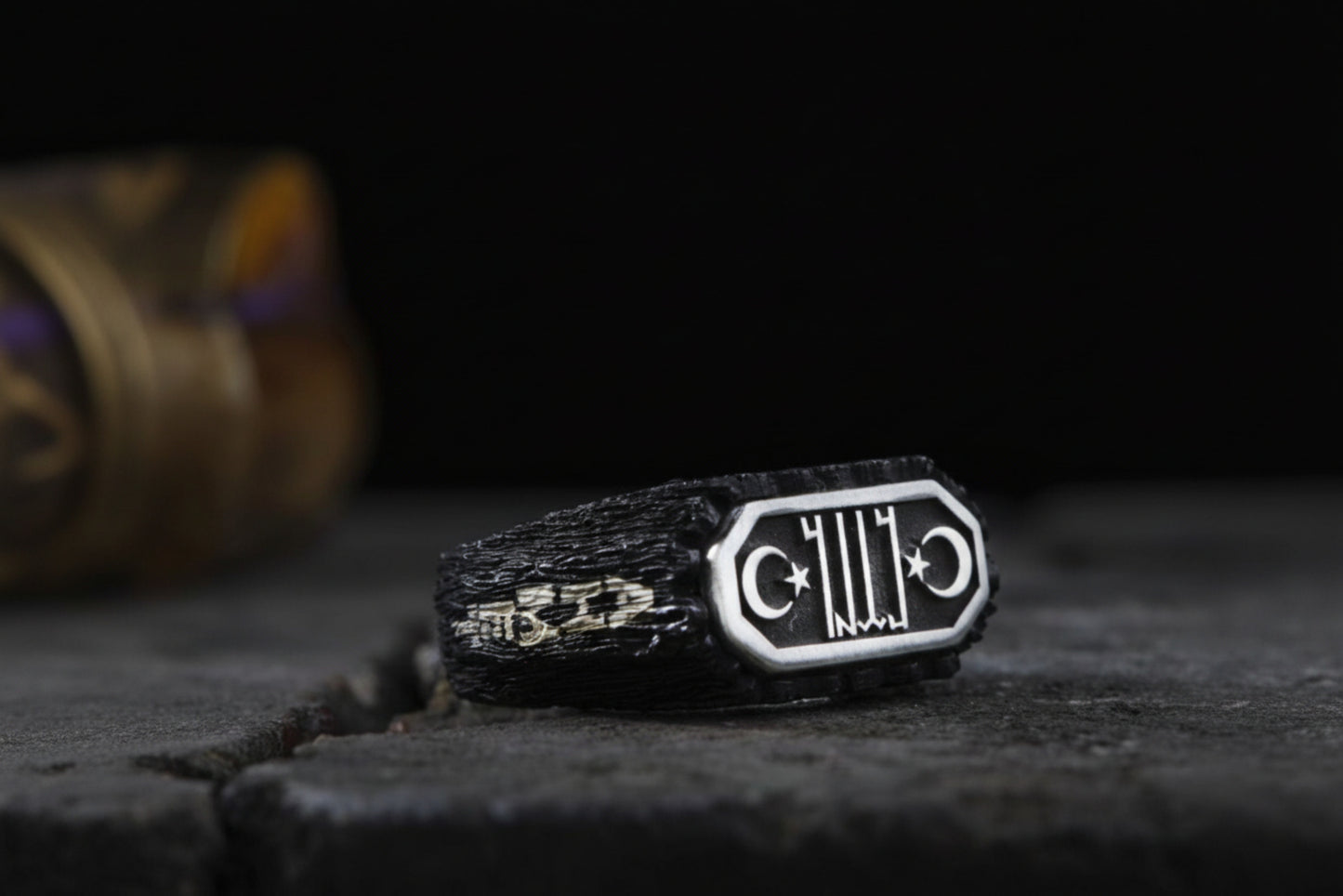 Gokturk Ring 925 Silver Custom Name Crescent Star Handmade Men