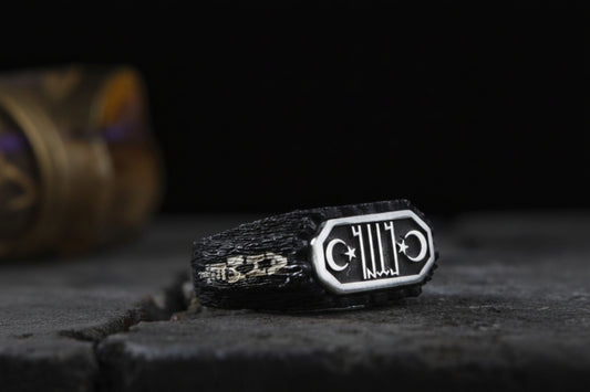 Gokturk Ring 925 Silver Custom Name Crescent Star Handmade Men