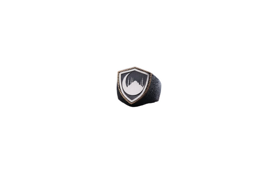 Islamic Crescent Moon Mosque Ring 925 Silver Handmade Men
