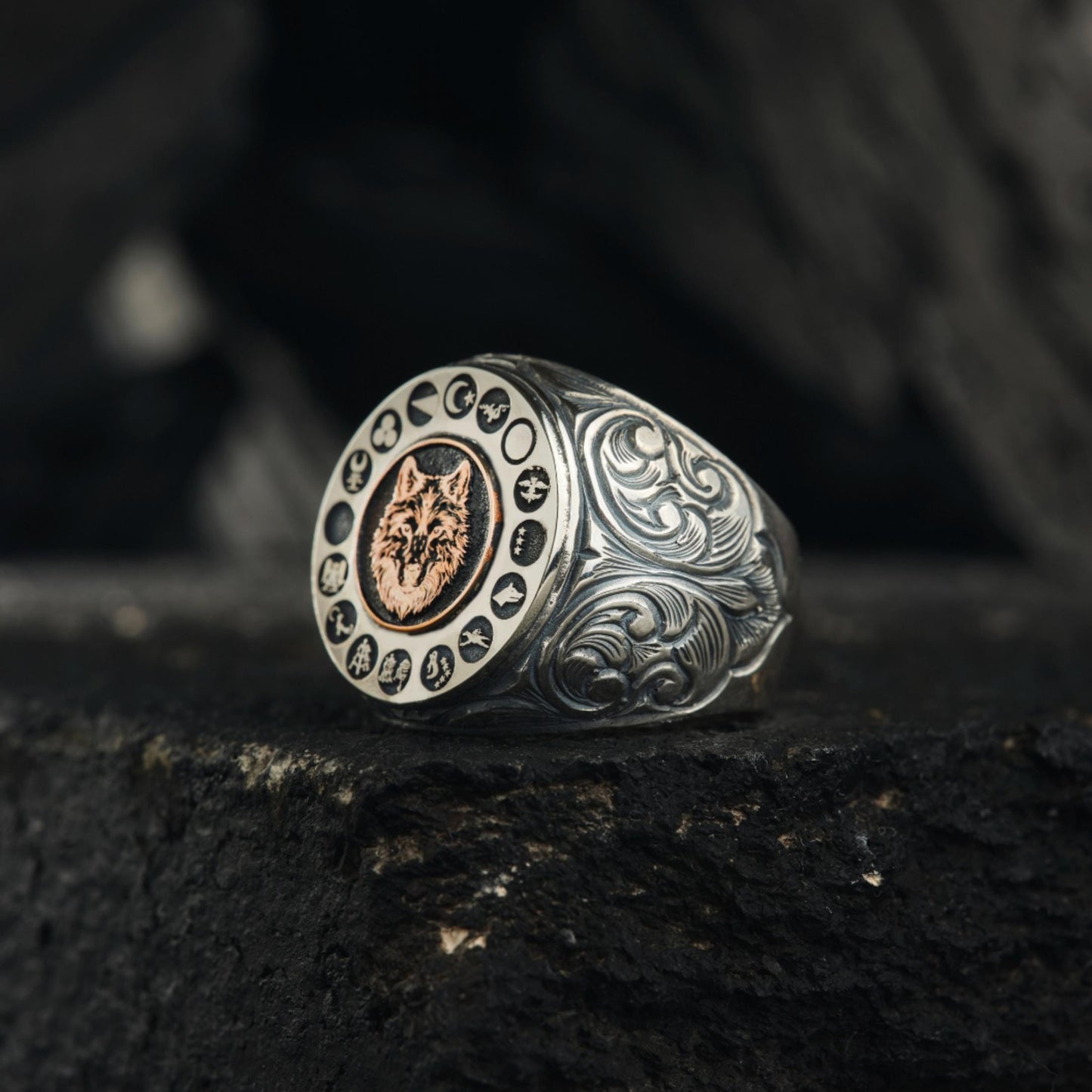 Bozkurt Ring 925 Silver 16 Turkic States Grey Wolf Handmade