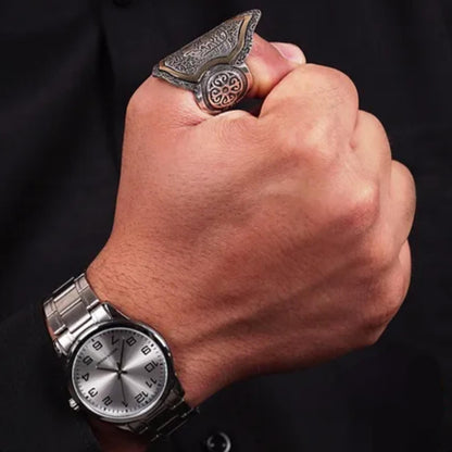 Islamic Zihgir Ring 925 Silver Quran Verse Surah Anfal Handmade