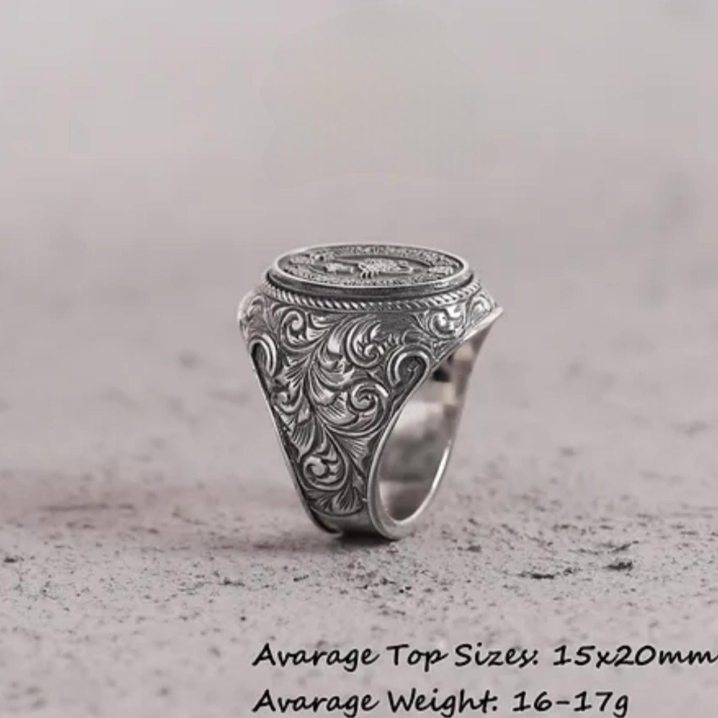 OttomanTughra Sterling Silver Ring with Arabic Dua