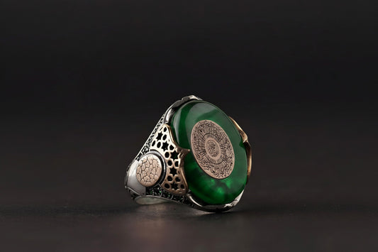 Surah Al-Inshirah Ring – 925 Sterling Silver | Blue Zircon & Hand-Oxidized