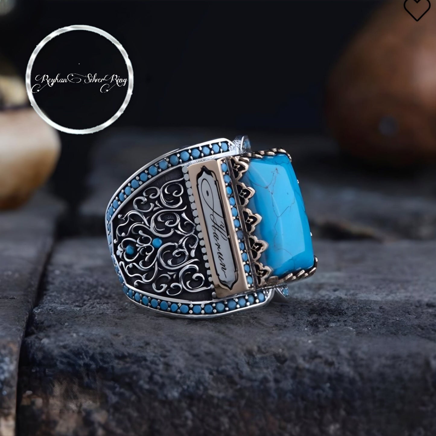 Turquoise Knight Signet Ring 925 Sterling Silver Custom Engraving Handcrafted