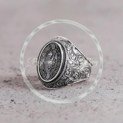 OttomanTughra Sterling Silver Ring with Arabic Dua