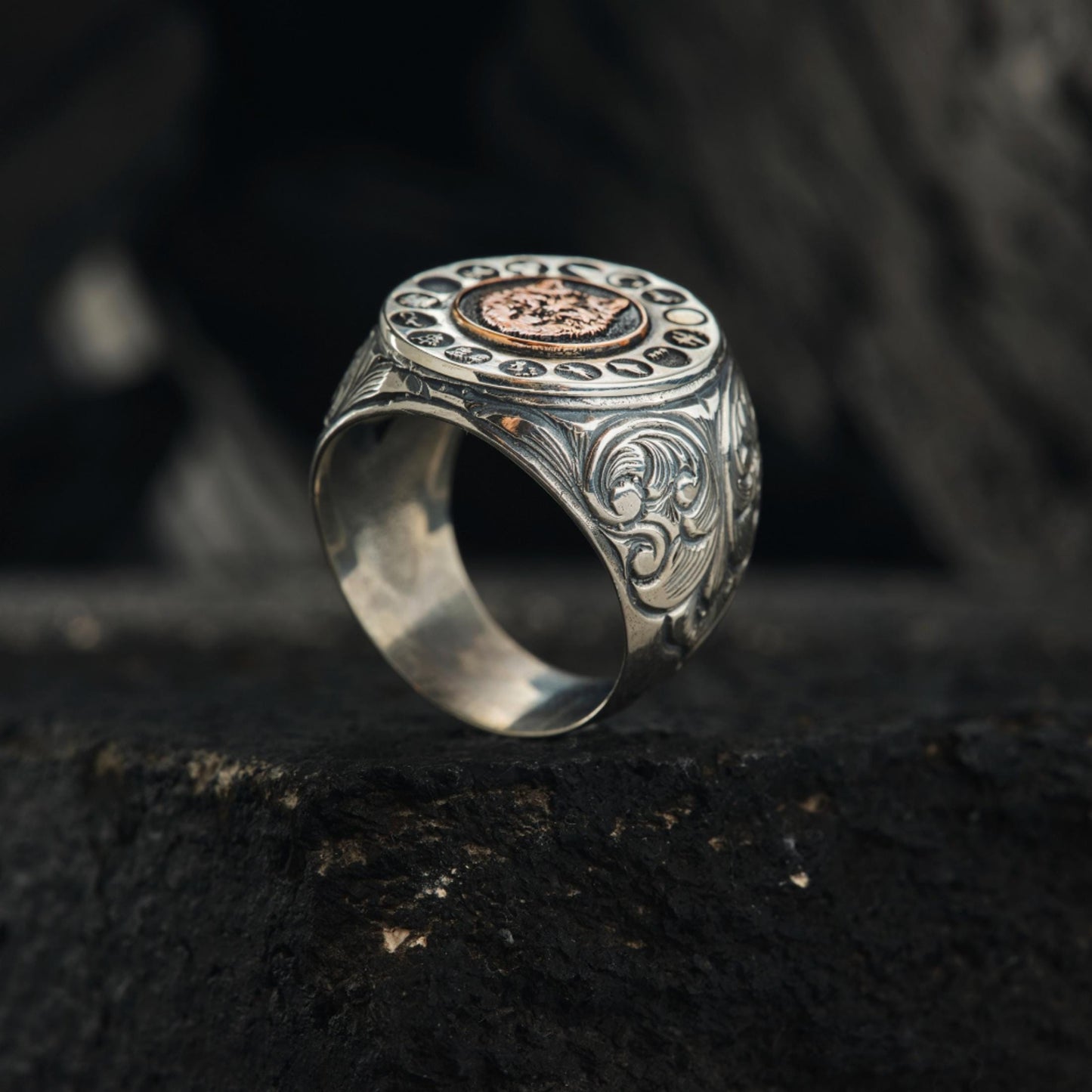 Bozkurt Ring 925 Silver 16 Turkic States Grey Wolf Handmade