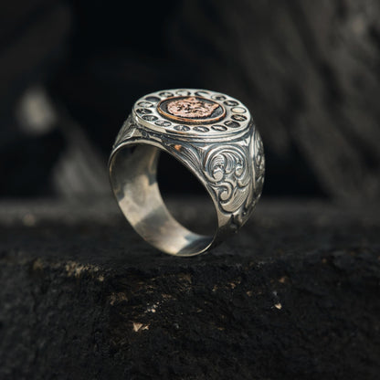 Bozkurt Ring 925 Silver 16 Turkic States Grey Wolf Handmade