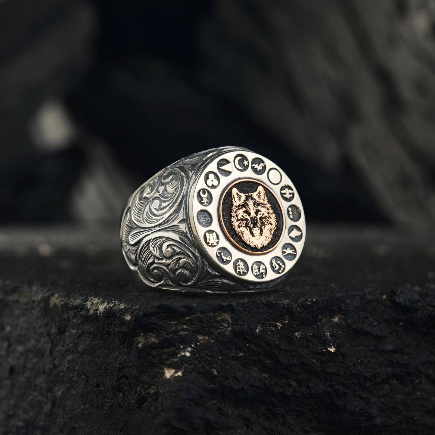 Bozkurt Ring 925 Silver 16 Turkic States Grey Wolf Handmade