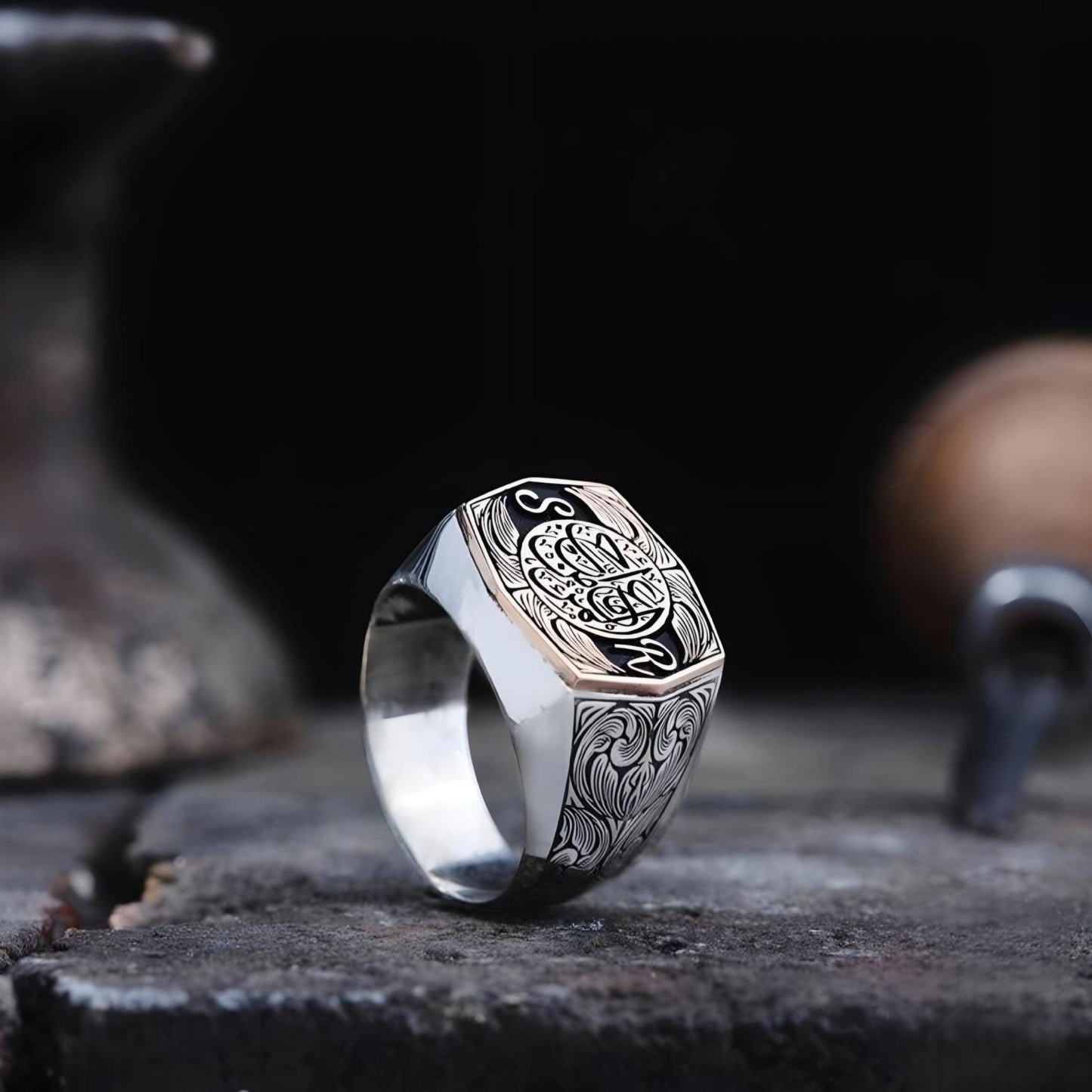 Arabic Calligraphy Seljuk Star 925 Silver Ring