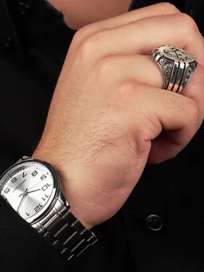 Monogram Claw Ring – Custom Engraving 925 Silver | Men's Ring