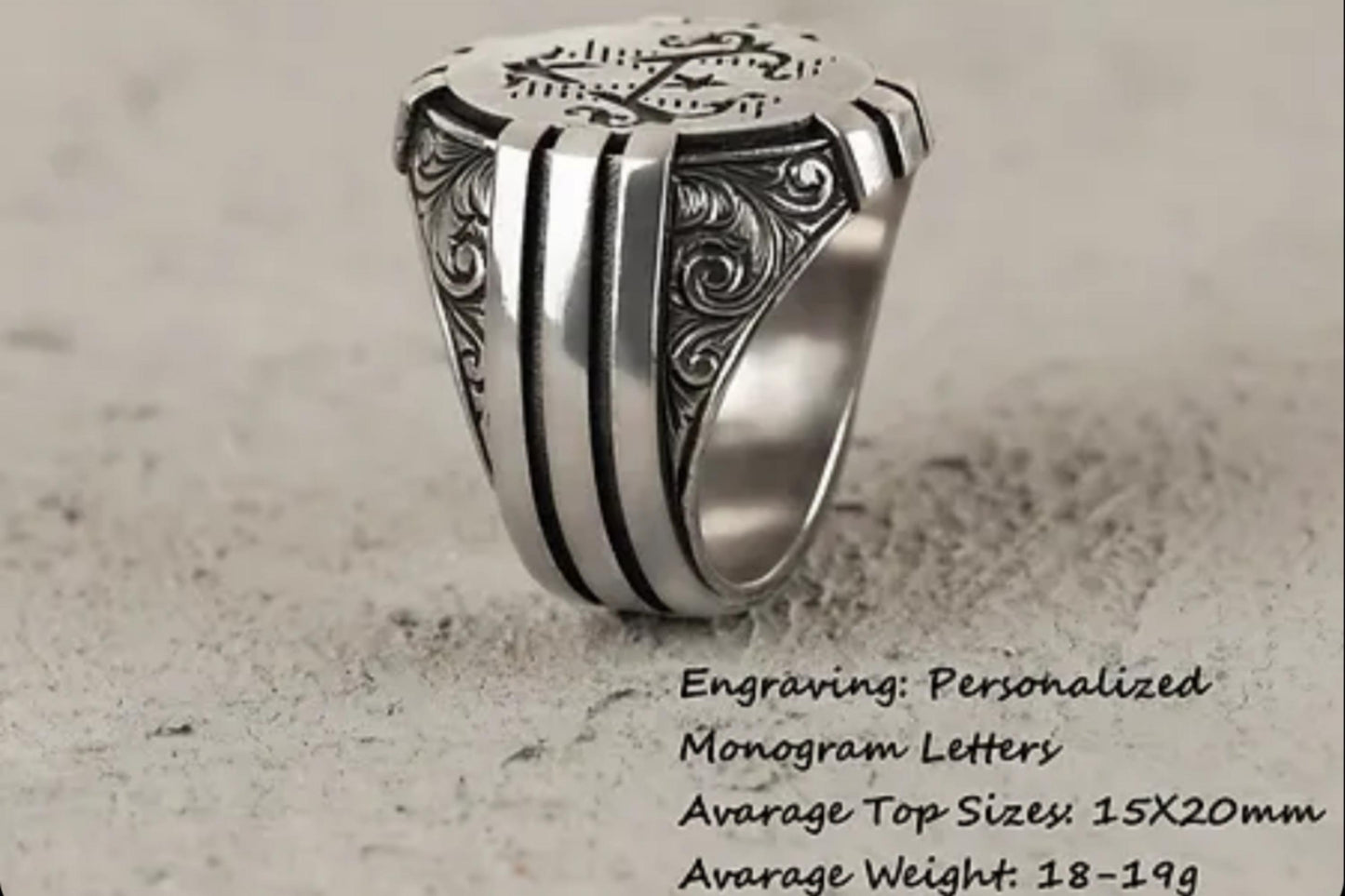 Monogram Claw Ring – Custom Engraving 925 Silver | Men's Ring